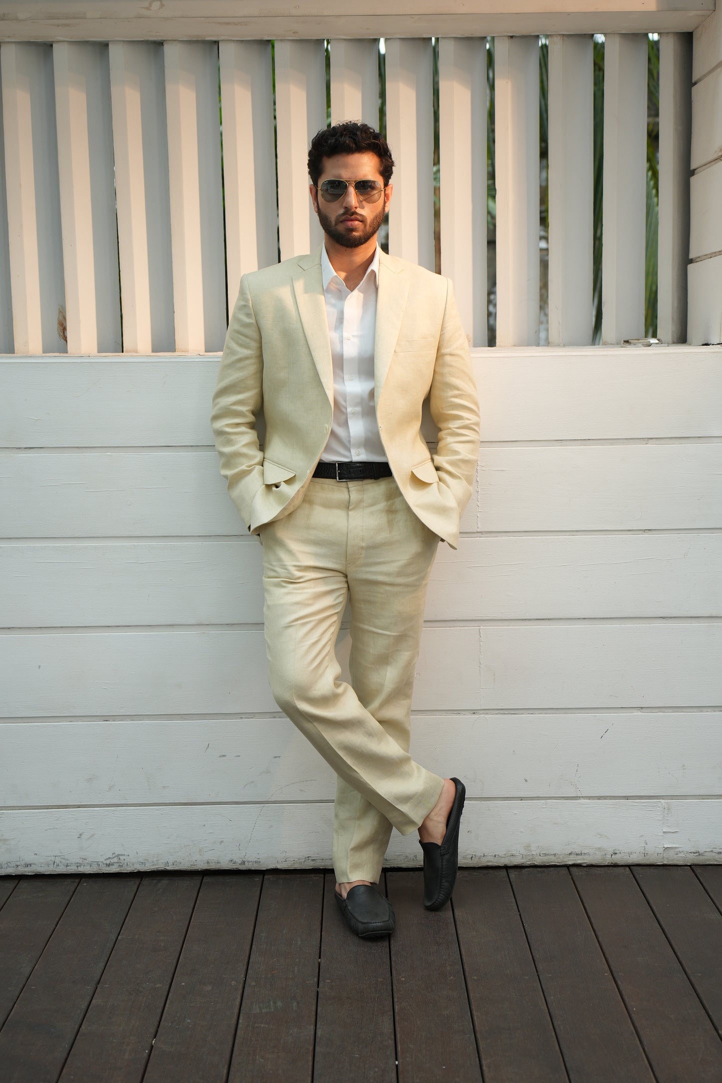 Lemon Yellow Linen Suit