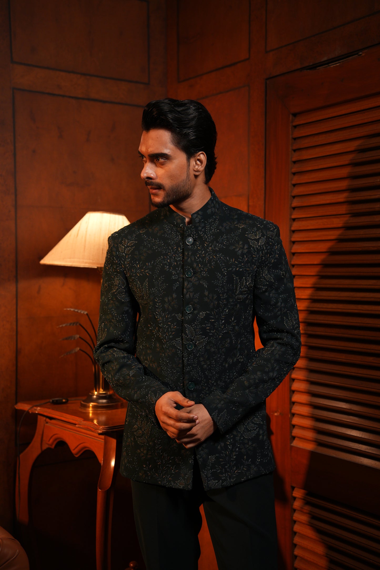 Midnight Teal Embroidered Suit