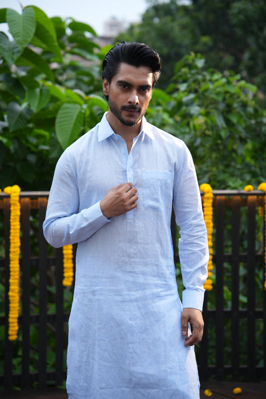 Blue Linen Pathani