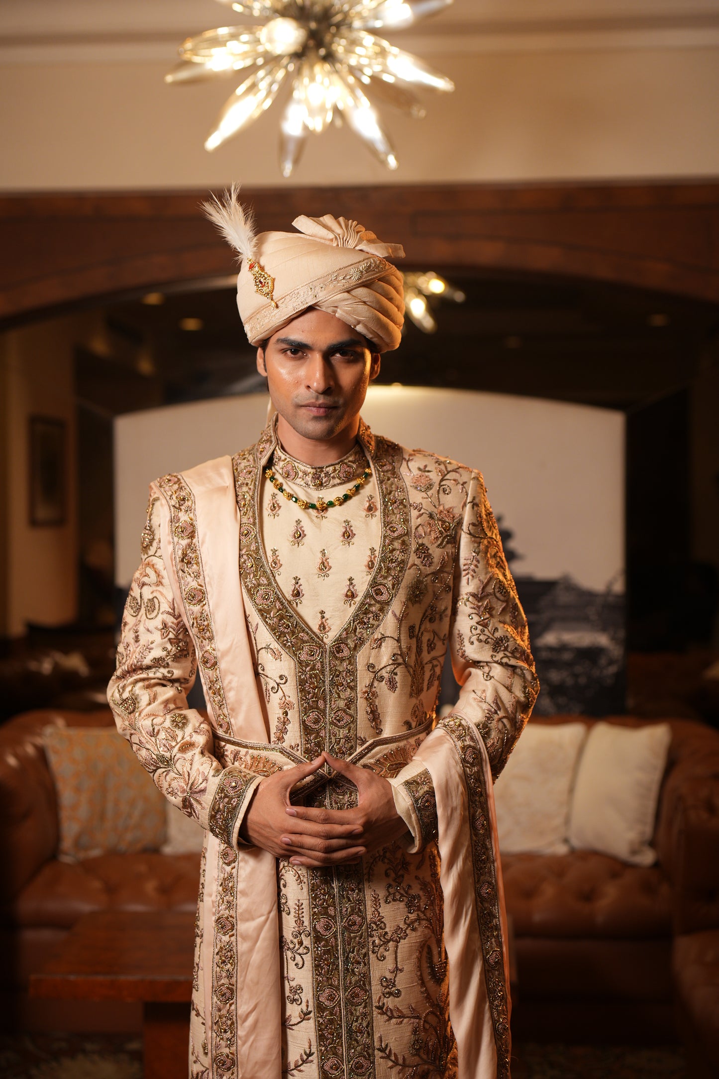 Ivory-Champagne  Sherwani