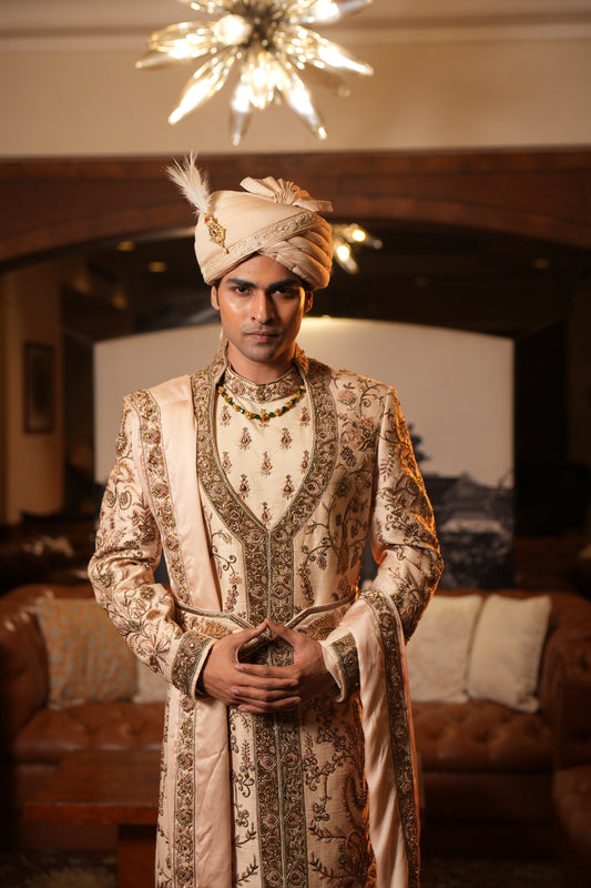 Ivory-Champagne  Sherwani