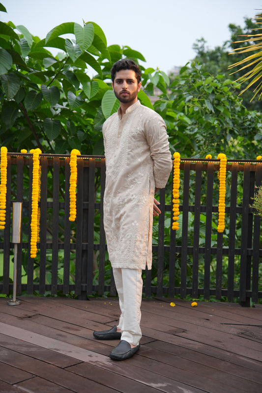 Ivory Embroidered Kurta