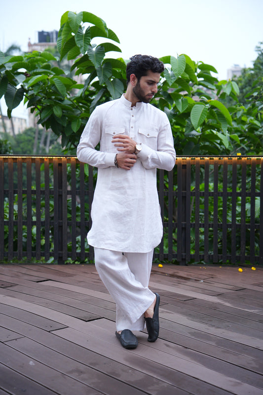 White Linen Pathani